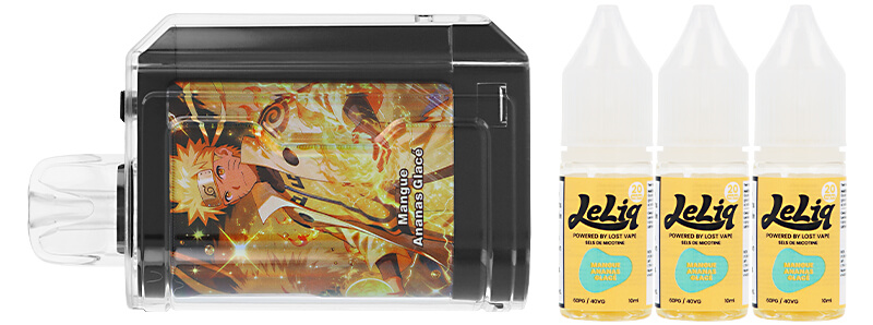 Le contenu de la boîte de la puff rechargeable Le Bar 45K Mangue Ananas Glacé de chez Lost Vape