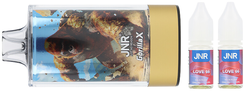 Le contenu de la boîte de la puff Love 66 43K Gorilla X par JNR