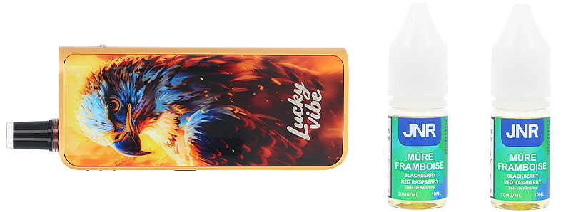 Le contenu de la boîte de la puff Lucky Vibe 77K Blackberry Red Raspberry par JNR