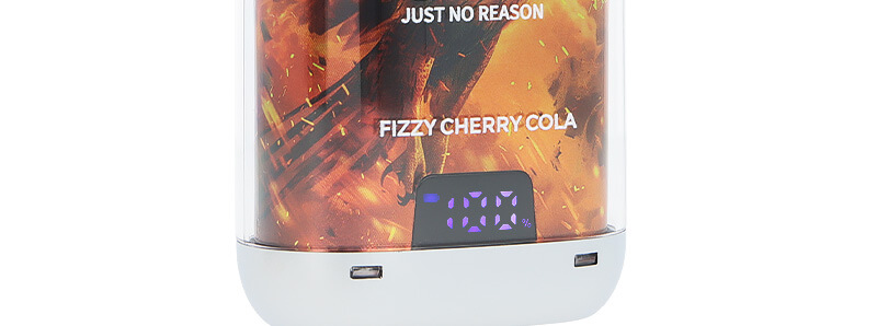 The screen of JNR's Falcon-X Plus Fizzy Cherry Cola refillable puff