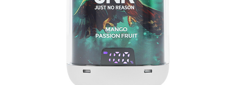 L'écran de la puff rechargeable Falcon-X Plus Mango Passion Fruit par JNR