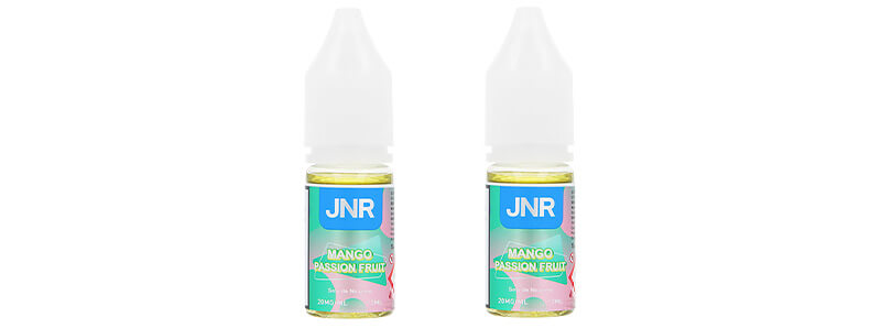 Les deux flacons de e-liquide Mango Passion Fruit par JNR