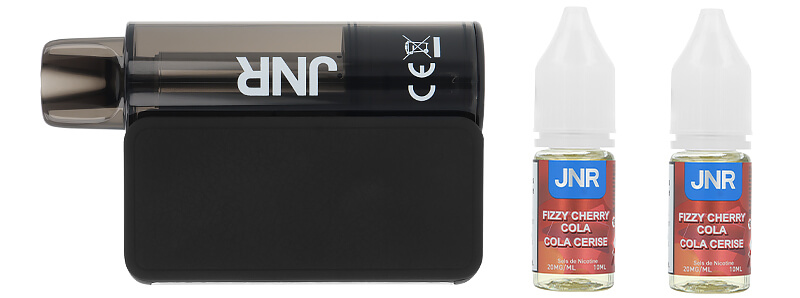 Box contents of JNR's AeroX Fizzy Cherry Cola refillable puff