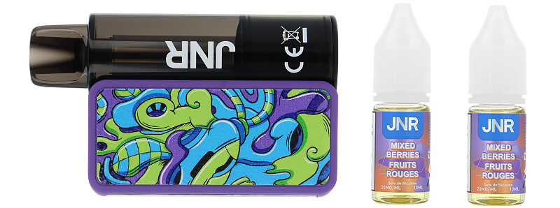 Box contents of JNR's AeroX Mixed Berries refillable puff