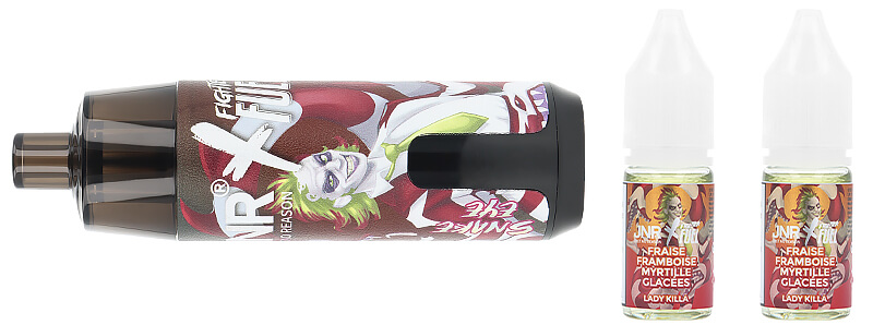 Box contents of JNR X Fighter Fuel's Snake Eye refillable puff