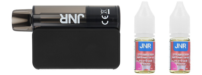 Box contents of JNR's AeroX Strawberry Watermelon Ice refillable puff