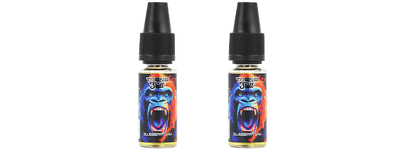Les deux flacons de e-liquides Blueberry Jam de chez Torna-Bar