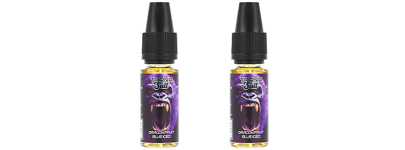 Les deux flacons de e-liquide Dragon Fruit Blue Iced de chez Torna-Bar