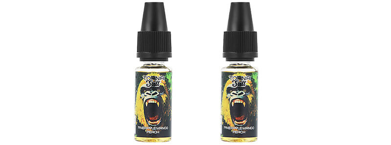 Les deux flacons de e-liquide Pineapple Mango Peach de chez Torna-Bar