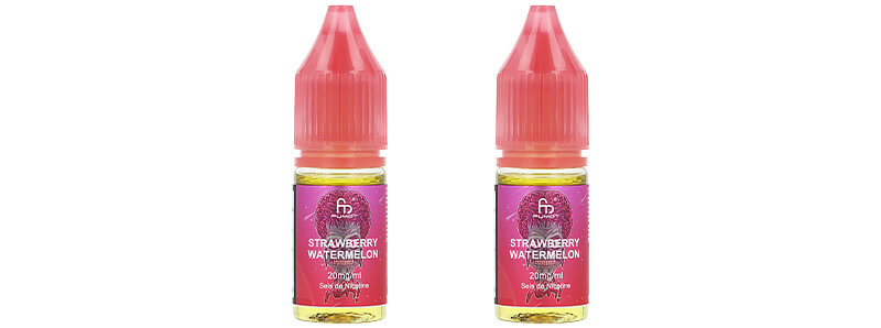 Les deux e-liquides Strawberry Watermelon de la puff rechargeable Tornado RandM par Fumot