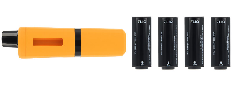 Le contenu de la boîte de la puff rechargeable Fliq de Vampire Vape