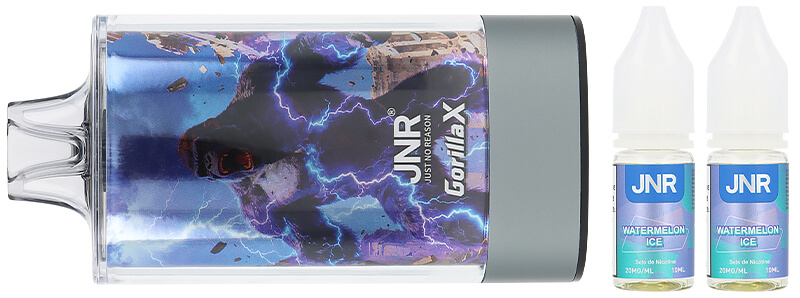 Le contenu de la boîte de la puff Watermelon Ice 43K Gorilla X par JNR